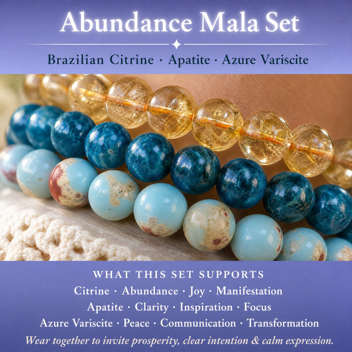 Ensemble de 3 bracelets Mala en cristal Abundance