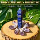 8-delt Lapis Lazuli + Ametyst sæt