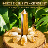 Conjunto Olho de Tigre + Citrino 8 Peças