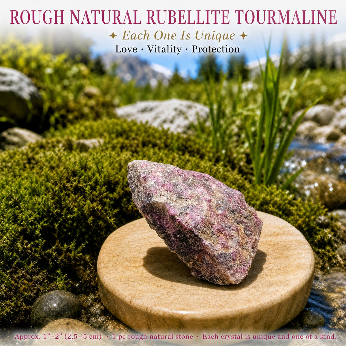 Tourmaline rubellite naturelle brute