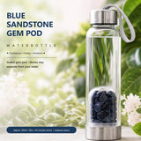 Blaue Sandstein-Edelstein-Pod-Wasserflasche 💧