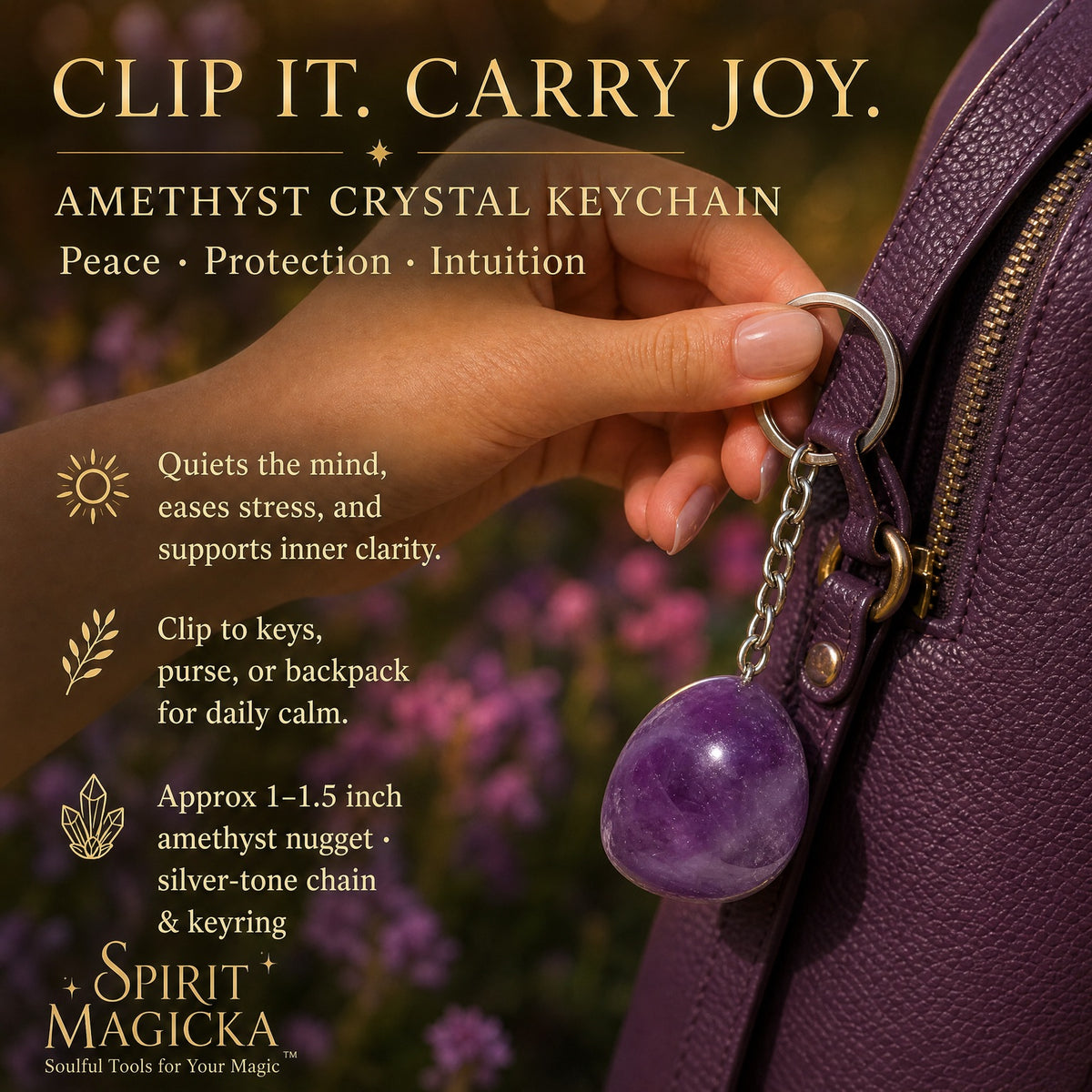 Amethyst Crystal Keychain