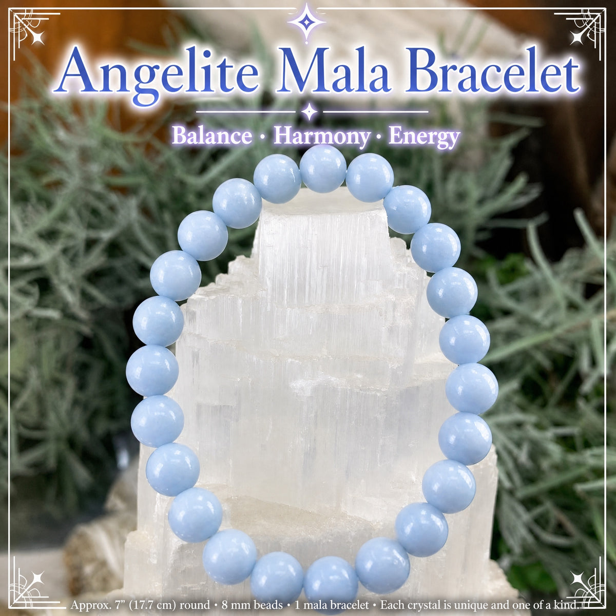 Mala Angelite Bracelet With Velvet Pouch