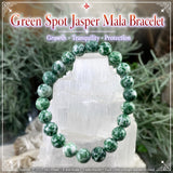 Bracciale Mala di diaspro maculato verde con custodia in velluto