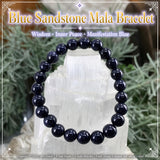 Pulseira de arenito azul Mala com bolsa de veludo