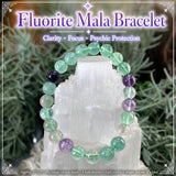 Mala flúorít armband með flauelspoka