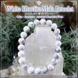 Pulsera Mala Howlita Blanca Con Bolsa De Terciopelo