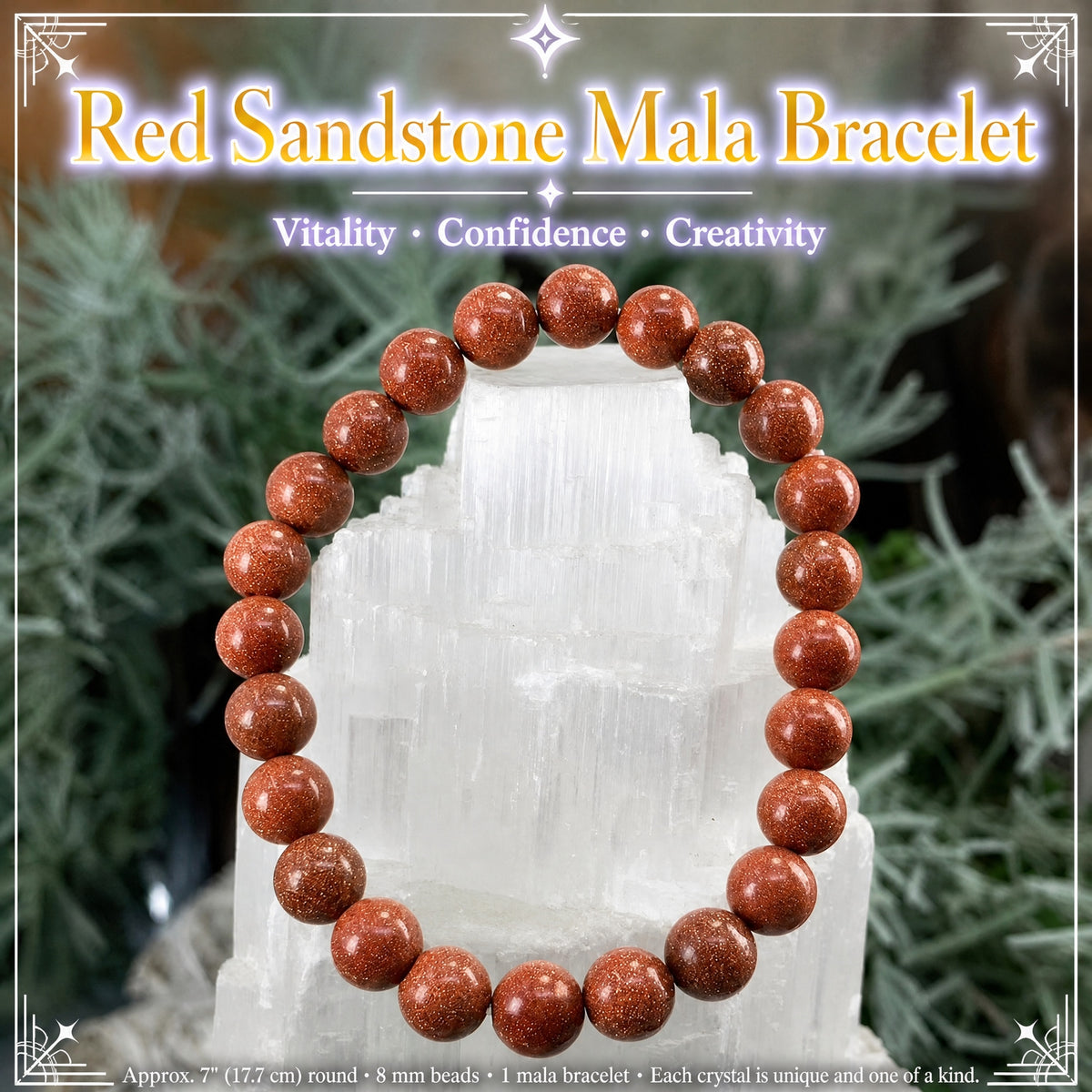 Mala Red Sandstone Bracelet With Velvet Pouch