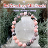 Βραχιόλι Mala Red Zebra Jasper με βελούδινο πουγκί