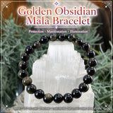 Pulseira Mala Dourada Obsidiana com Bolsa