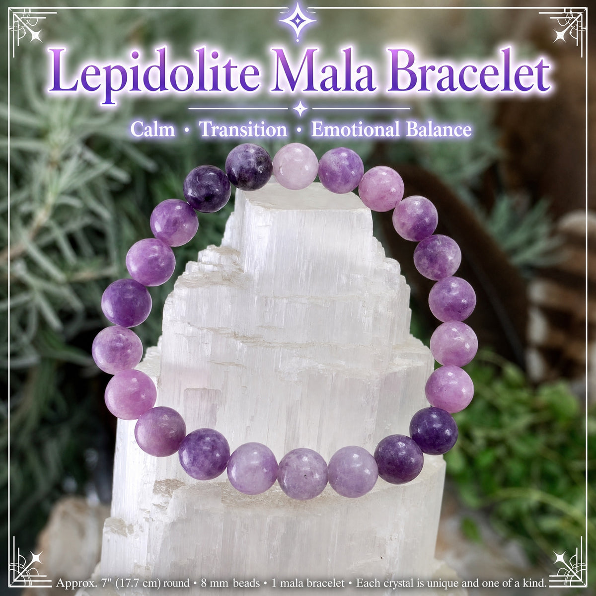Mala Lepidolite Bracelet With Velvet Pouch
