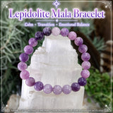 Mala Lepidolite armband með flauelspoka