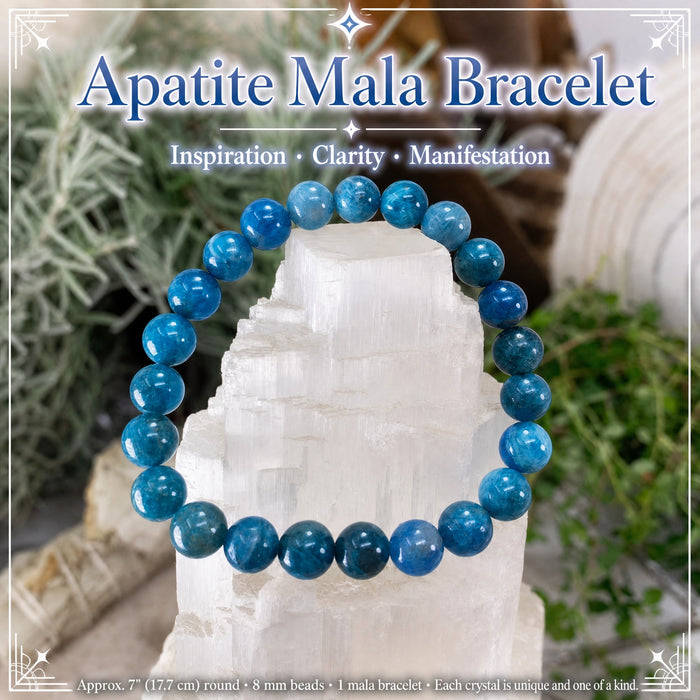 Bracelet Mala Azurite Avec Pochette En Velours