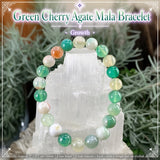 Βραχιόλι Mala Green Cherry Agate με βελούδινο πουγκί