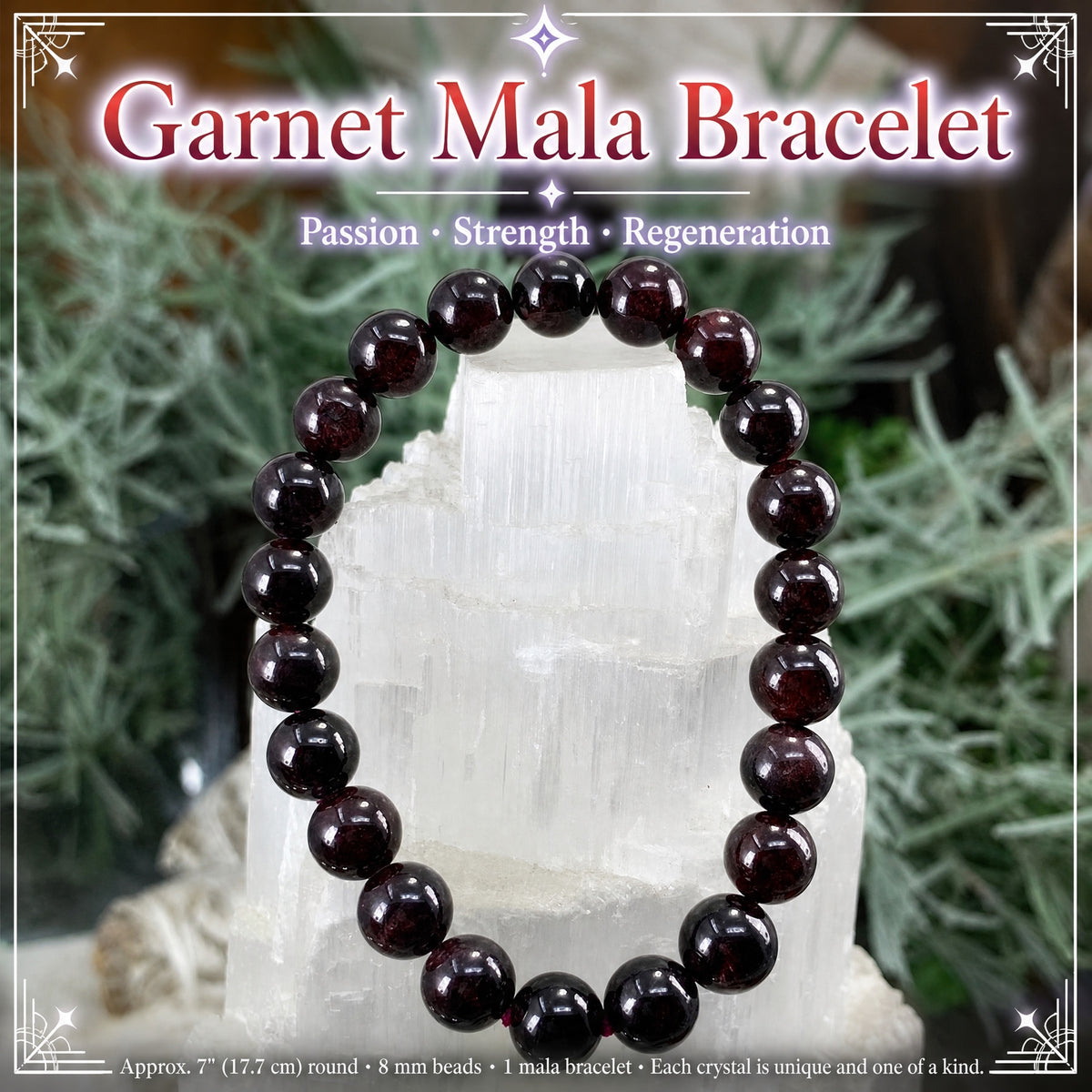 Bracelet Mala Grenat Avec Pochette En Velours