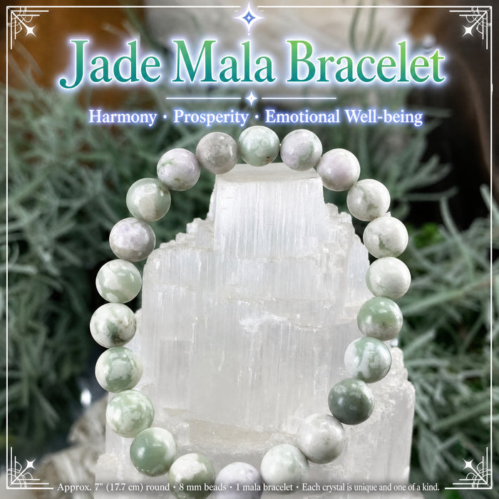 Bracelet Mala Jade Avec Pochette En Velours
