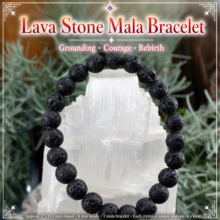 Bracelet Mala Pierre De Lave Avec Pochette En Velours