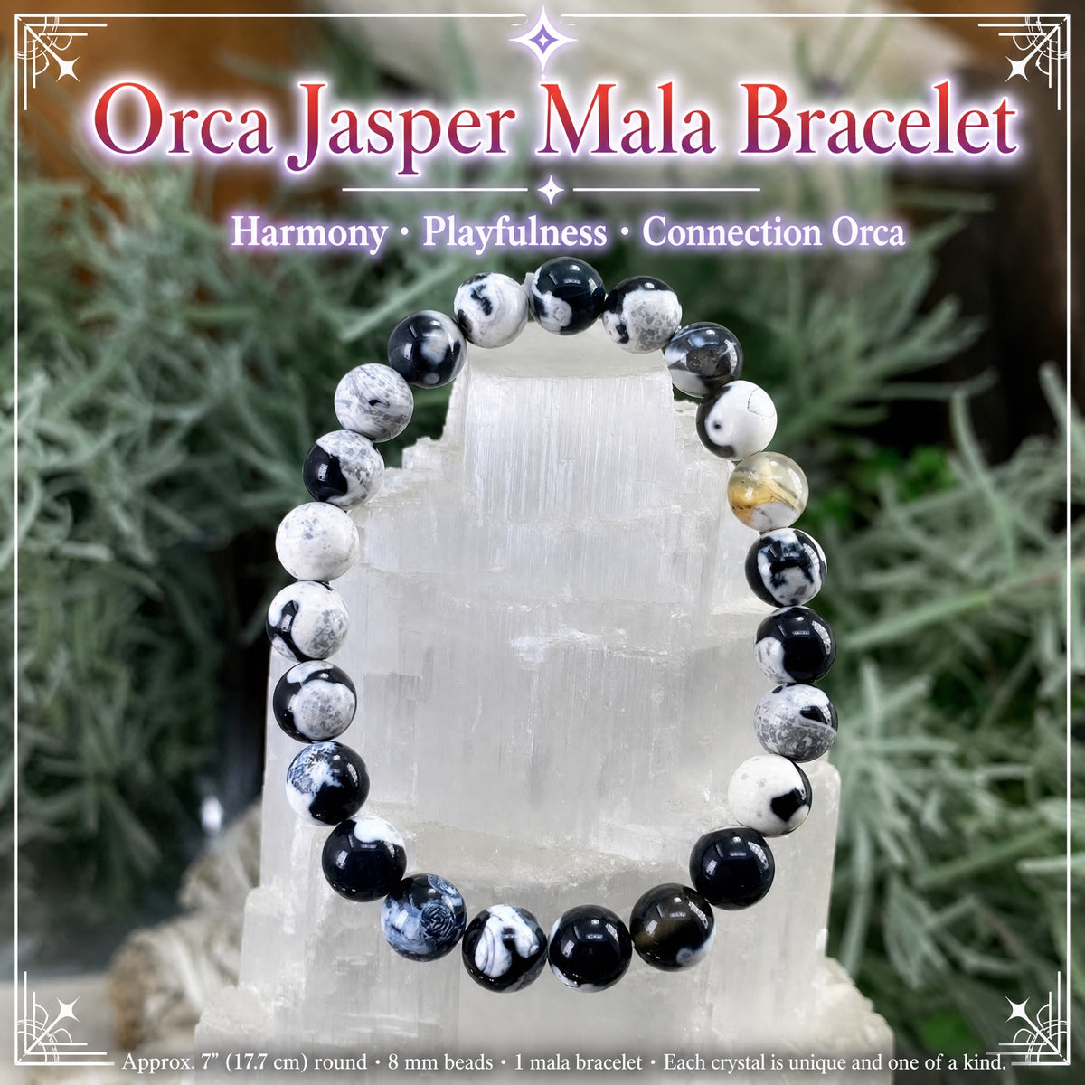 Bracelet Mala Orca Jasper avec pochette en velours