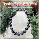Mala sneeuwvlok obsidiaan armband met fluwelen zakje