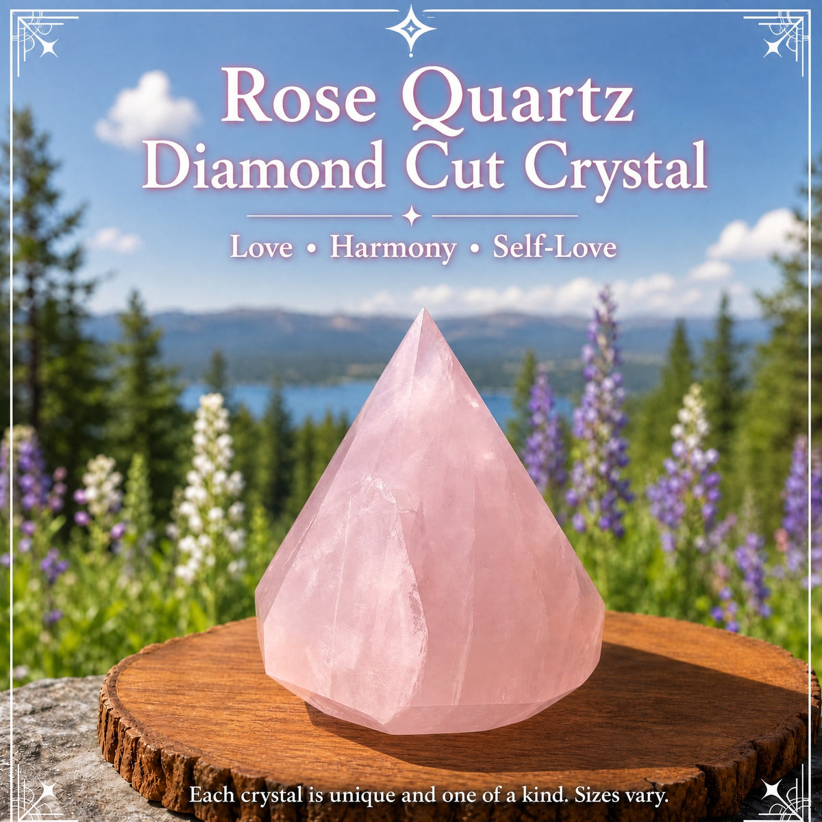 Cristal taillé en diamant de quartz rose
