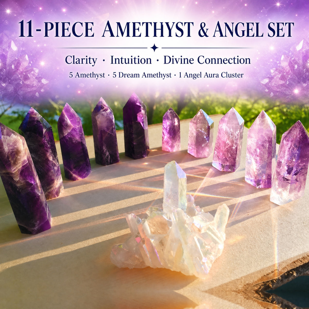 Ensemble 11 pièces Améthyste et Ange