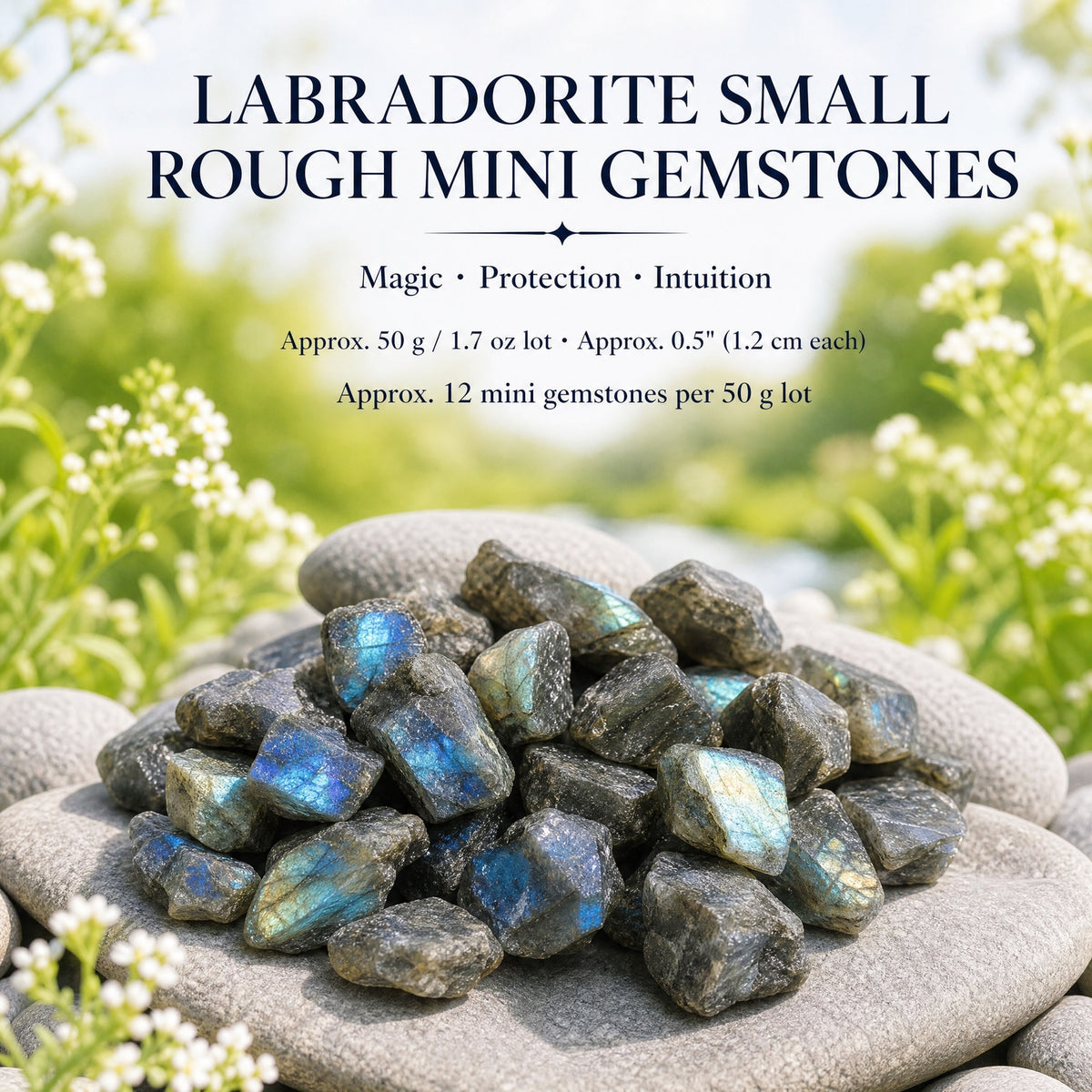 Petites pierres brutes de labradorite (lot de 50 grammes / 1,7 oz)