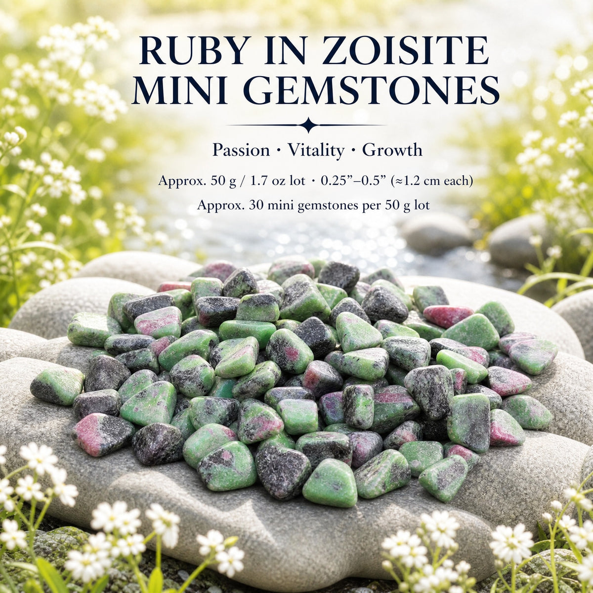 Rubis en mini pierres précieuses Zoisite (50 grammes / 1,7 oz. Lot)