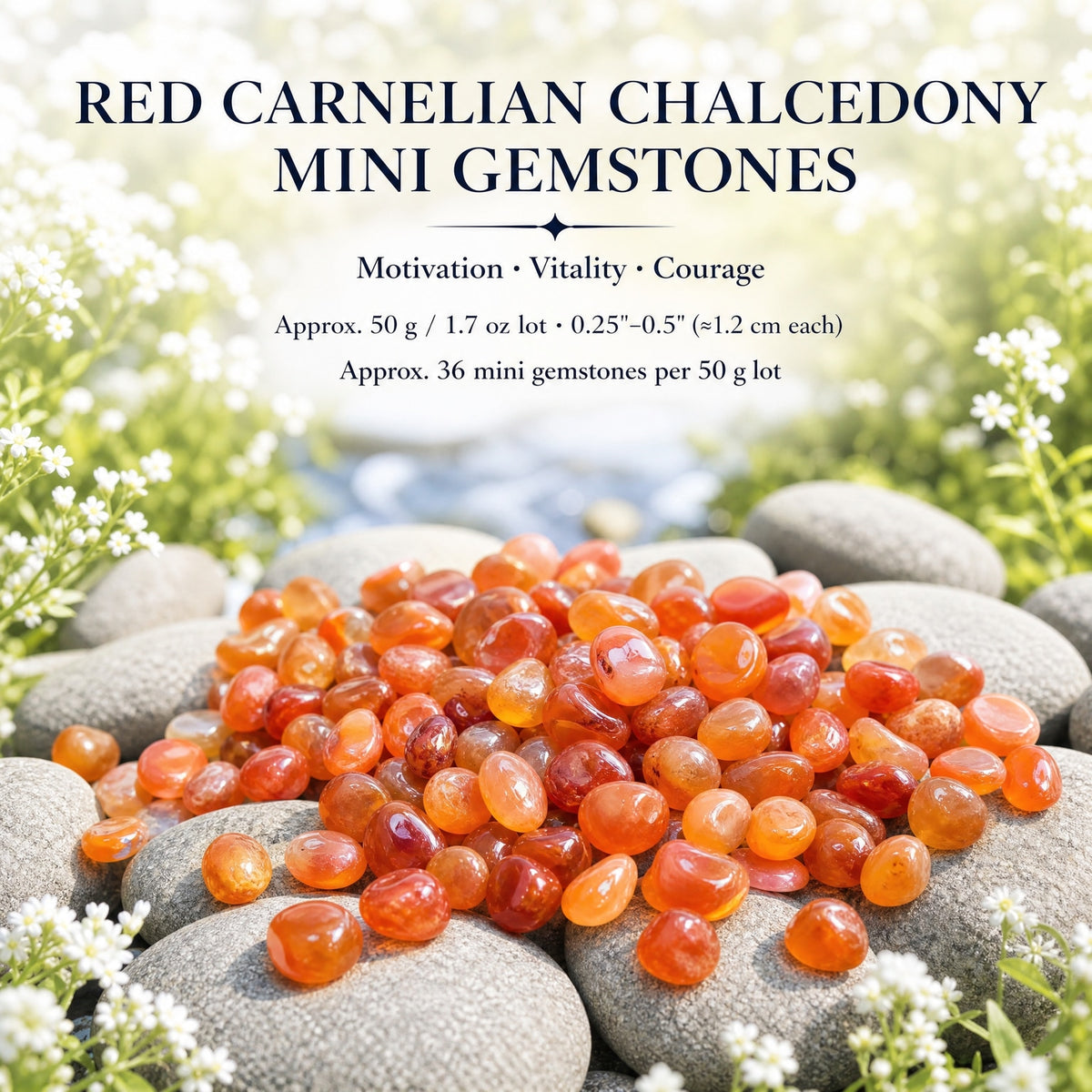 Mini pierres précieuses de calcédoine cornaline rouge (lot de 50 grammes / 1,7 oz)