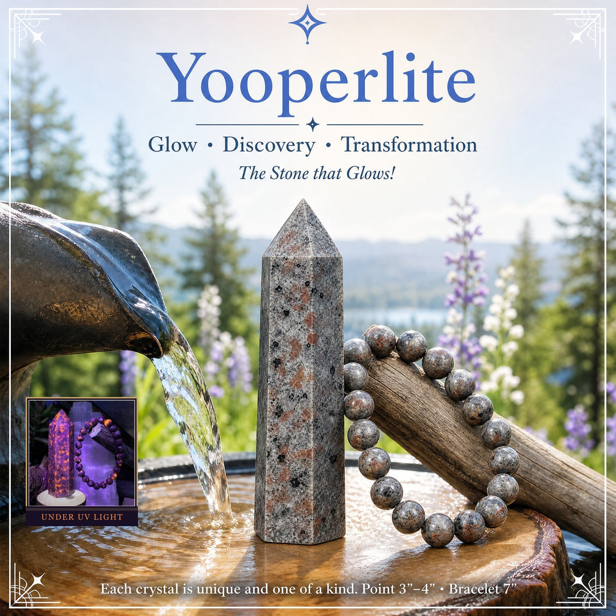 Yooperlite - Ensemble combiné The Stone the Glows + Bracelet Mala 👉 70% de réduction