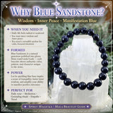 Pulseira de arenito azul Mala com bolsa de veludo