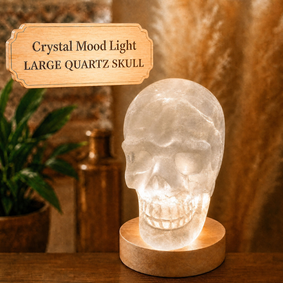 Lumière d'ambiance en cristal (crâne de quartz grand)