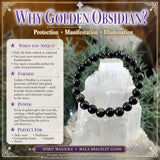 Pulseira Mala Dourada Obsidiana com Bolsa