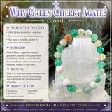 Βραχιόλι Mala Green Cherry Agate με βελούδινο πουγκί