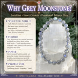 Βραχιόλι Mala Grey Moonstone με βελούδινο πουγκί