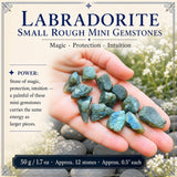 Labradorit små ru sten (50 gram / 1,7 oz lot)