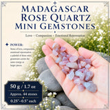 Mini-Edelsteine aus Madagaskar-Rosenquarz (50 Gramm)
