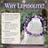 Mala Lepidolite armband með flauelspoka