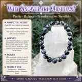 Mala sneeuwvlok obsidiaan armband met fluwelen zakje
