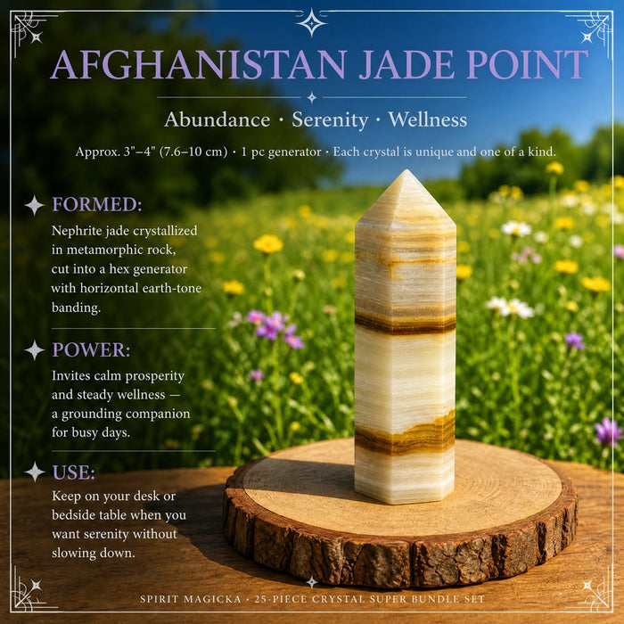 A cream Afghanistan jade generator point with honey-brown bands