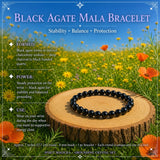 Obsidian & Black Agate Mala Bracelet Grounding Crystal Set 🙏