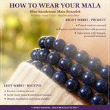 Pulseira de arenito azul Mala com bolsa de veludo