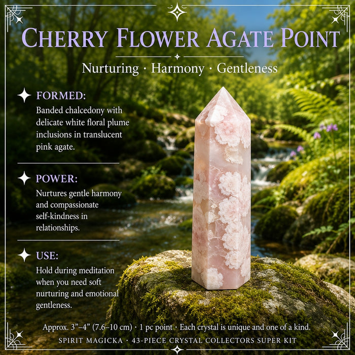 Cherry Flower Agate point with pink blossom patterns