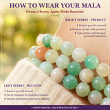 Βραχιόλι Mala Green Cherry Agate με βελούδινο πουγκί