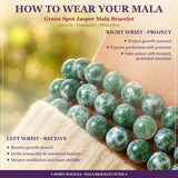 Bracciale Mala di diaspro maculato verde con custodia in velluto