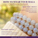 Βραχιόλι Mala Grey Moonstone με βελούδινο πουγκί