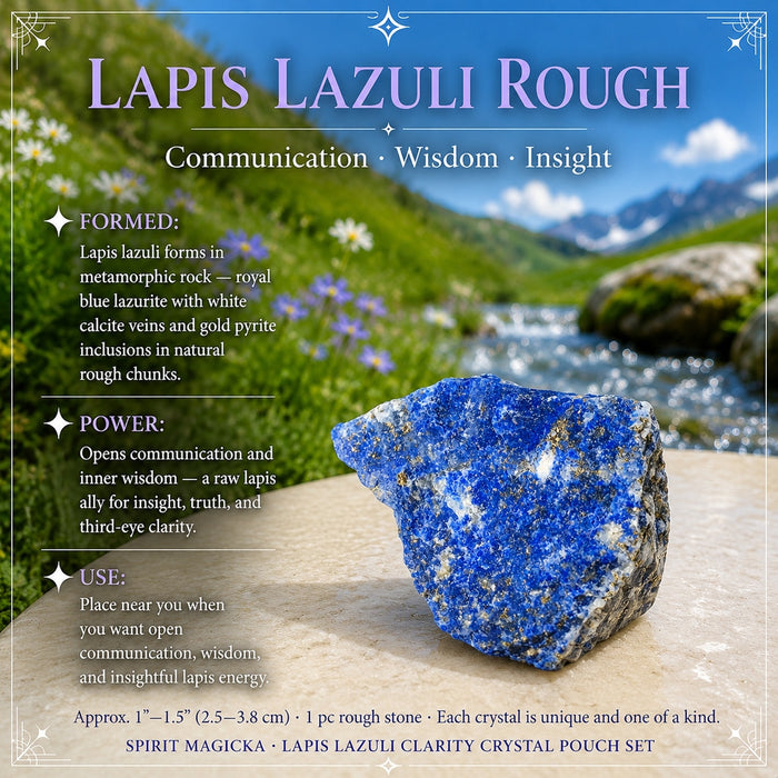 Rough royal blue lapis lazuli stone with white veins and gold flecks