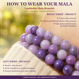 Mala Lepidolite armband með flauelspoka