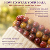 Bracciale Mala in diaspro mookaite terra rossa con custodia in velluto