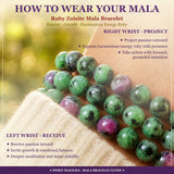 Βραχιόλι Mala Ruby Zoisite με βελούδινο πουγκί