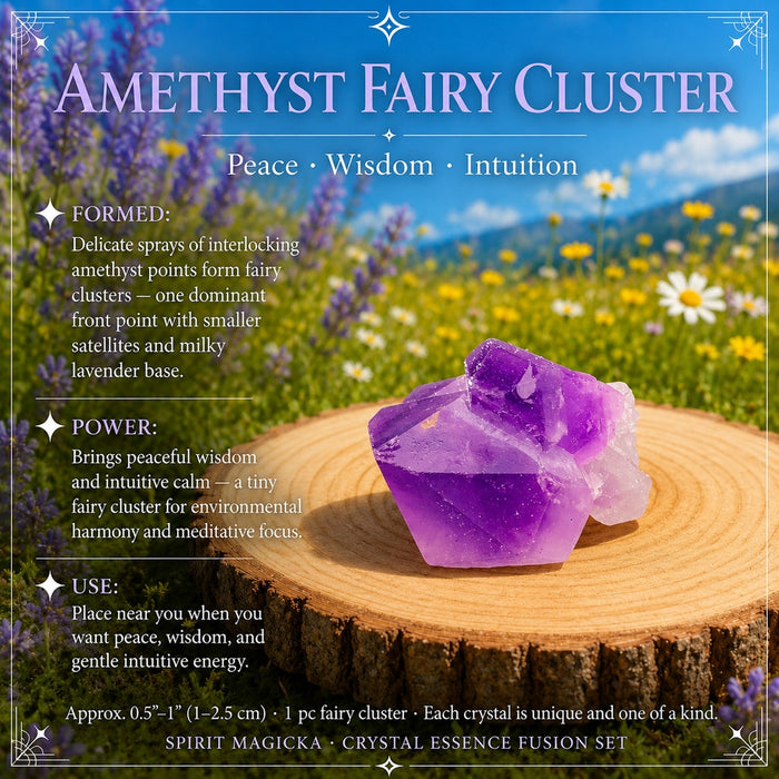Small bright purple amethyst fairy cluster